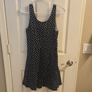 Navy Polka Dot Sleeveless Dress
